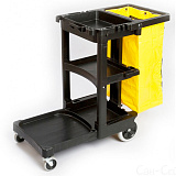 Тележка 116,8x55,2 см, H=97,5 см, для уборки с мешком, цв.черный, «Janitor Cart», Rubbermaid