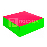 Коробка 25х25 см, Н=8 см, для кондитерских изделий, фуксия-зеленый цв., Garcia de Pou
